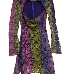 Elegant Multicolor Lace Dress Long split Sleeves with cut out